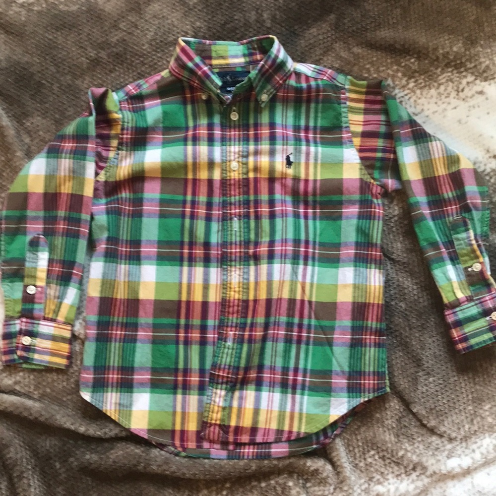 Boys Ralph Lauren Plaid Button Down Size 4T